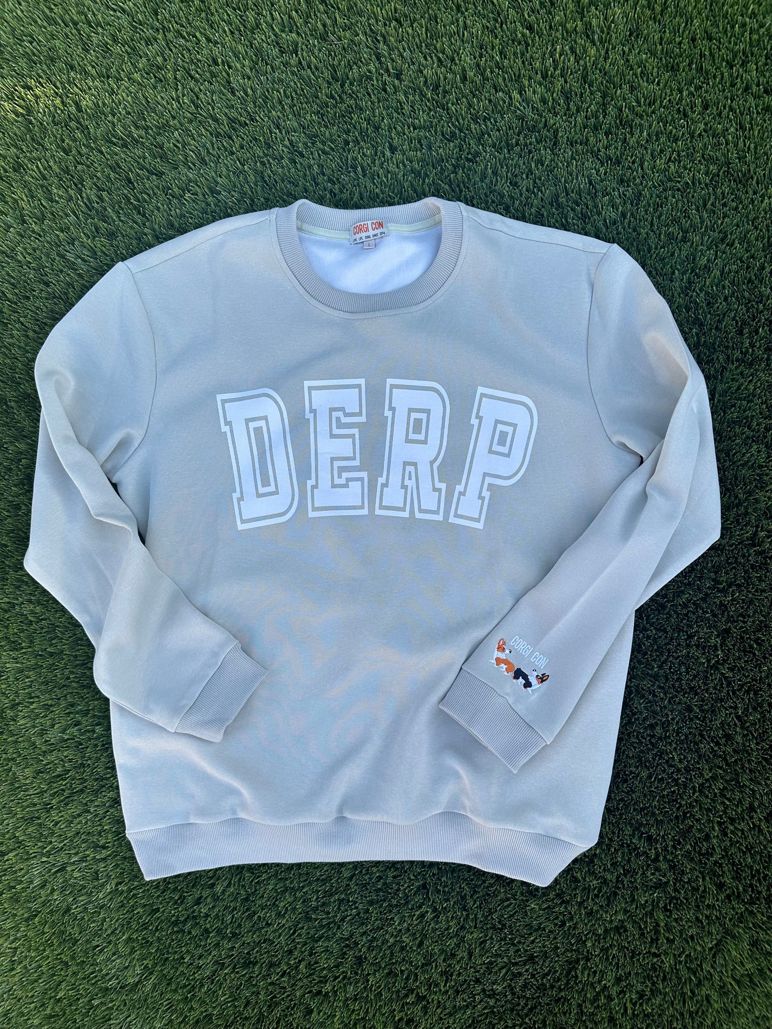 Sage Green "Derp" Corgi Con Sweatshirt