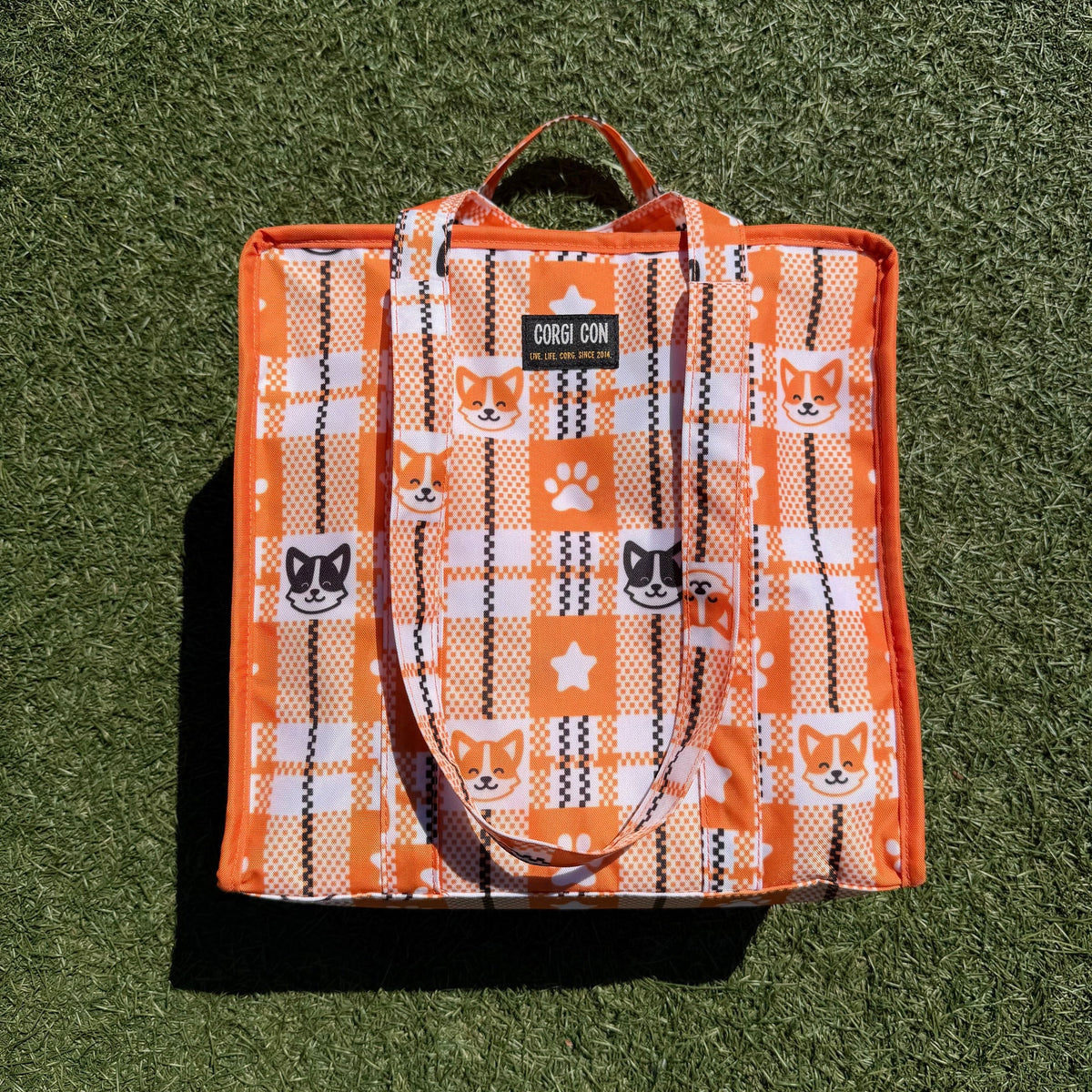 Tote-ally Pawsome Orange Plaid Tote